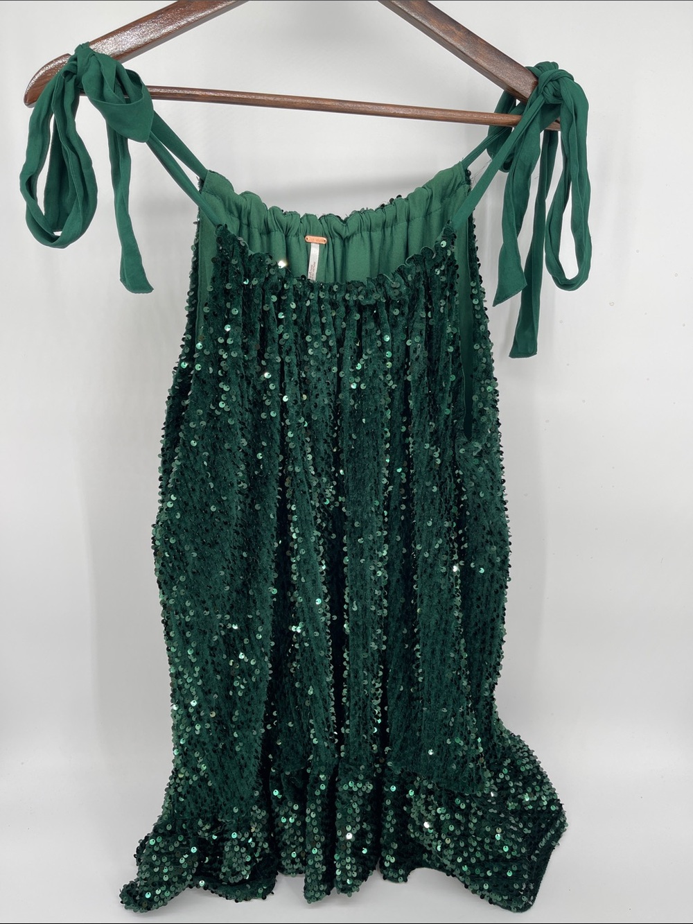 Free People Nova Convertible Emerald Green Sequin Mini Dress Medium